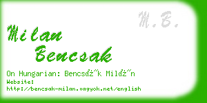 milan bencsak business card